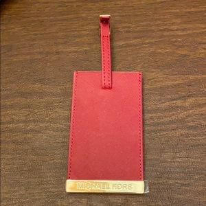 Michael Kors red leather luggage card tag - NWOT